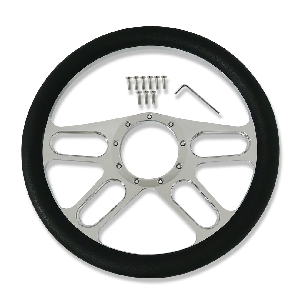 28" Tilt Manual Steering Column w/ KEY & 9 Hole Adapter 14" Steering Wheel Kit