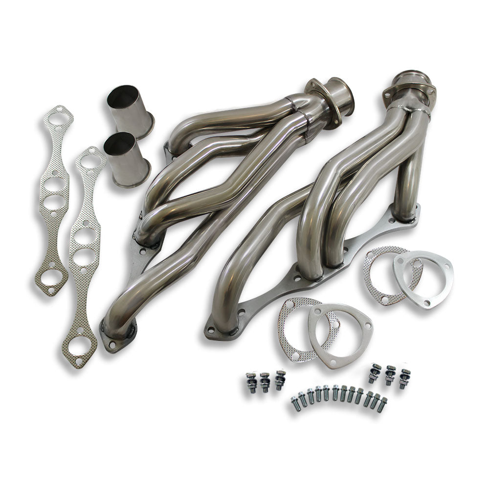 Silver Stainless Steel Exhaust Manifold Header For SBC 265 283 350 400 V8