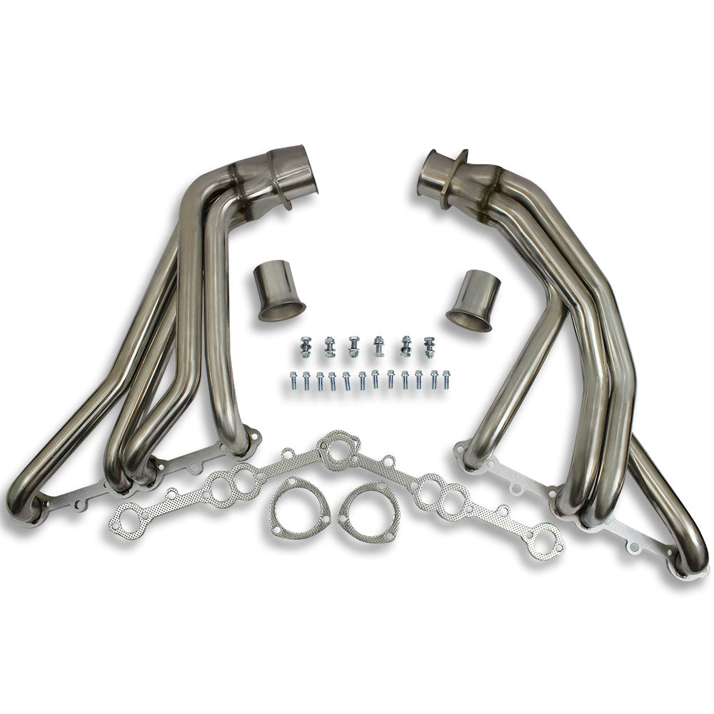 Silver Stainless Steel Exhaust Headers For 66-87 SBC GMC Truck 265 327 350