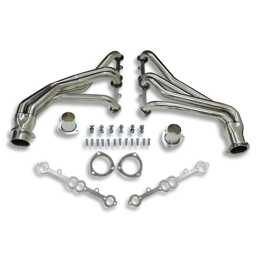 Silver Stainless Steel Exhaust Headers For 66-87 SBC GMC Truck 265 327 350