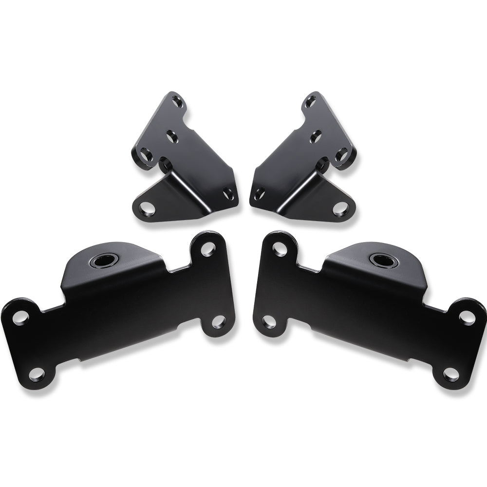 For SBC BBC Chevy Solid Steel Motor Mount Engine Frame Mount Bracket Kit Black