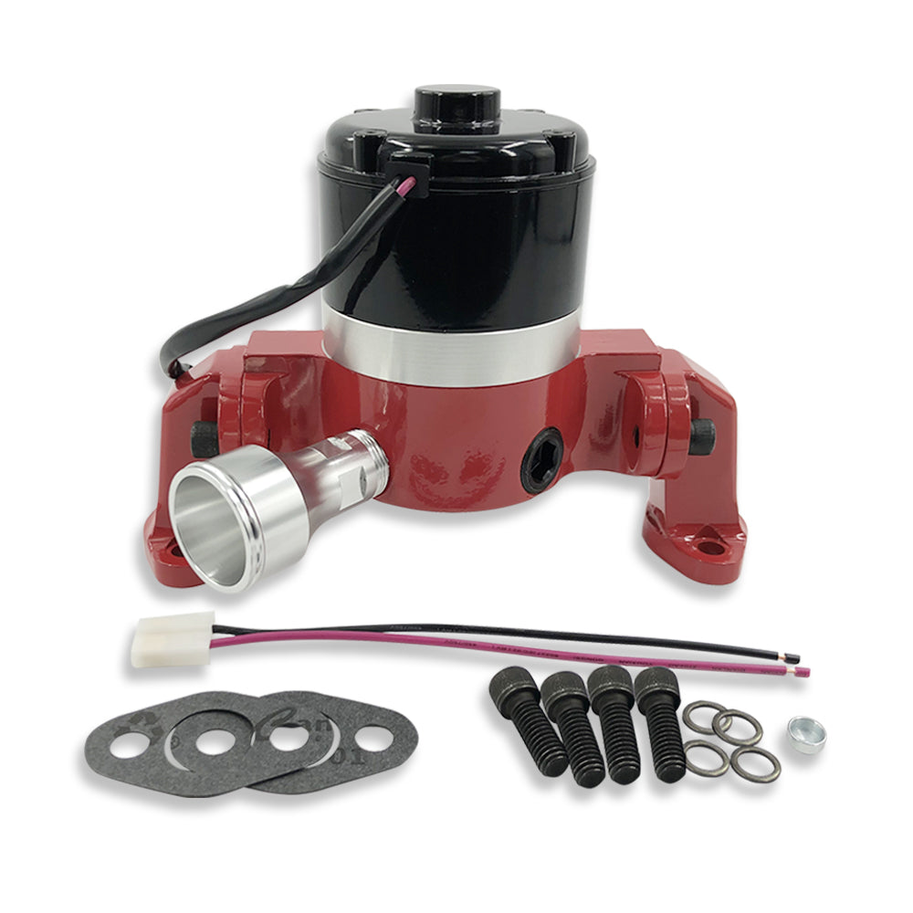 Aluminum Red 35 GPM Electric Water Pump For SBC 350 Chevy Engines High Flow