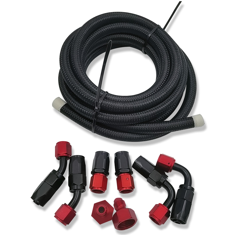 10 Gallon Black Aluminum Fuel Cell Tank & Fuel Hose Sender & Fuel Line kit 6 AN