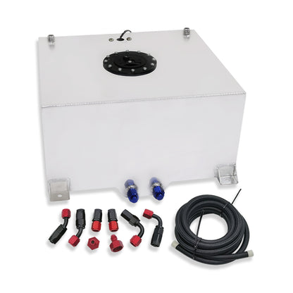 15 Gallon Silver Fuel Cell Gas Tank Aluminum+Level Sender+Foam+Fuel Line Kit