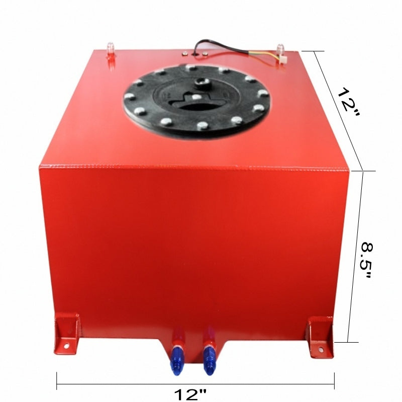 5 Gallon OEM Polished Aluminum Fuel Cell Gas Tank & Sender Hot Rod Rat Rod V8 (Red)