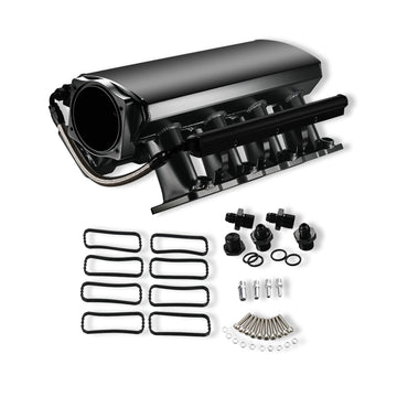 Black 102mm Fabricated Intake Manifold High Profile LS1/LS2/LS6 w/ MAP Sensor Port Fuel Rails