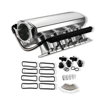 102mm Intake Manifold High Profile LS1/LS2/LS6 Silver with Fuel Rails Clear Anodized