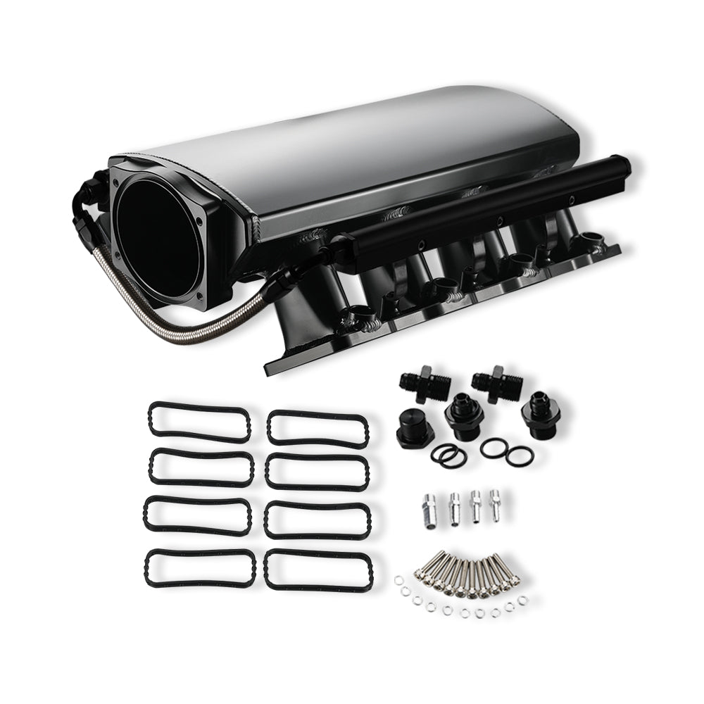 Fabricated 102mm Low Profile Intake Manifold LS1/LS2/LS6 Black with MAP Sensor Port Fuel Rails