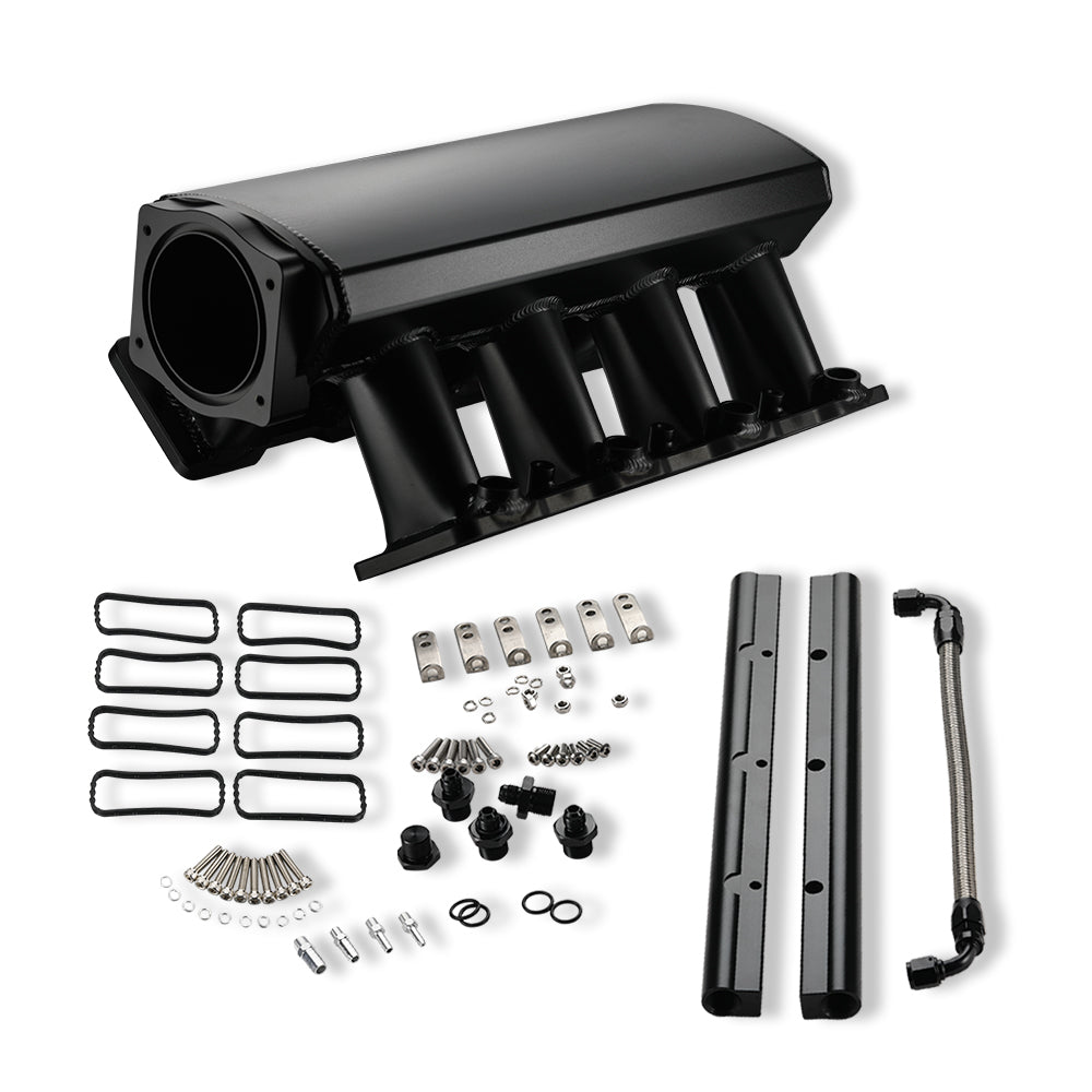 Fabricated 92mm Intake Manifold High Profile LS1/LS2/LS6 Black with MAP Sensor Port Fuel Rails