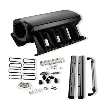 Fabricated 92mm Intake Manifold High Profile LS1/LS2/LS6 Black with MAP Sensor Port Fuel Rails