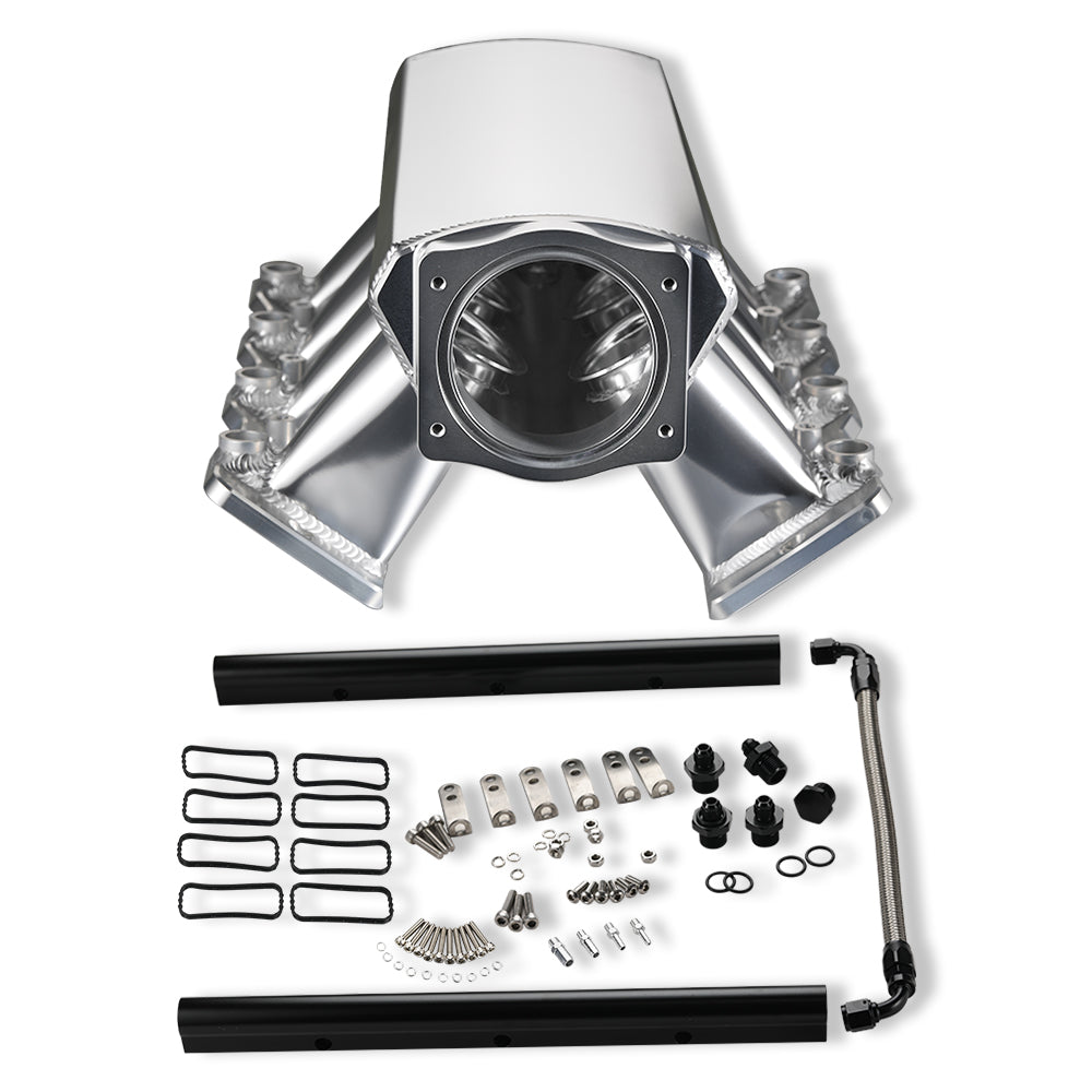 Intake Manifold 92mm High Profile LS1/LS2/LS6 Silver with MAP Sensor Port Fuel Rails