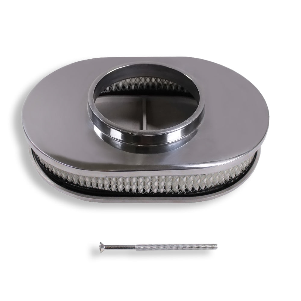 Pro-Flo Black Large Oval Cast Air Cleaner for Dual-Quads - 2.4 Element -  Russell Performance