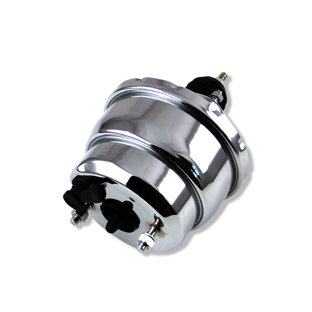 Universal 7" Dual Diaphragm Power Brake Booster For Hot Rod Street Chrome