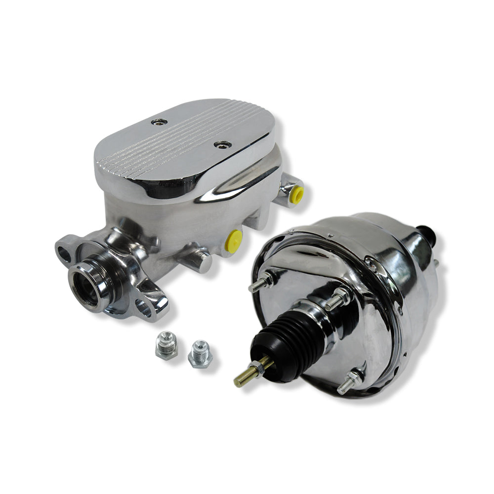 7" Dual Diaphragm Power Brake Booster w/ Master Cylinder Finned Top 3/8" Ports