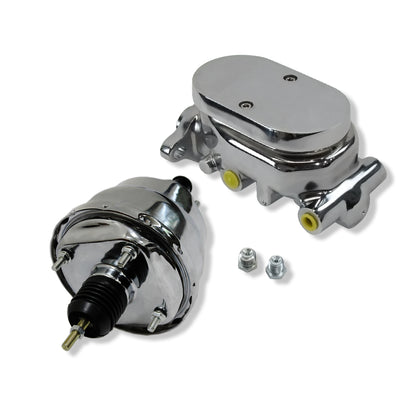 7" Dual Diaphragm Power Brake Booster w/ Master Cylinder Smooth Top 3/8" Ports