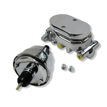 Chrome 7" Dual Diaphragm Brake Booster & Smooth Top Master Cylinder 1" Bore GM