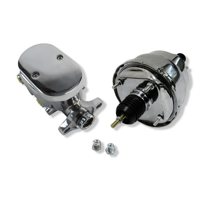 7" Dual Diaphragm Power Brake Booster w/ Master Cylinder Smooth Top 3/8" Ports