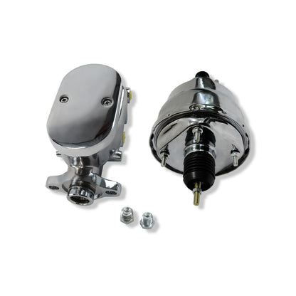 Chrome 7" Dual Diaphragm Brake Booster & Smooth Top Master Cylinder 1" Bore GM