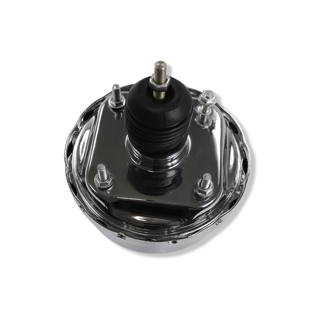 GM Chrome 7" Single Diaphragm Power Brake Booster w/ Finned Top Master Cylinder 3/8" Ports Dual