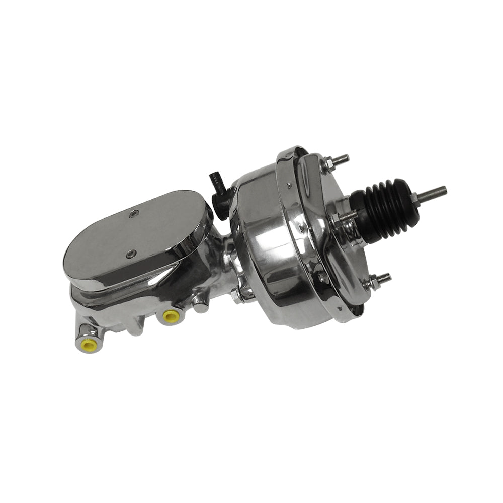 Chrome GM 7" Single Brake Booster & Smooth Top Master Cylinder 1-1/8" Bore