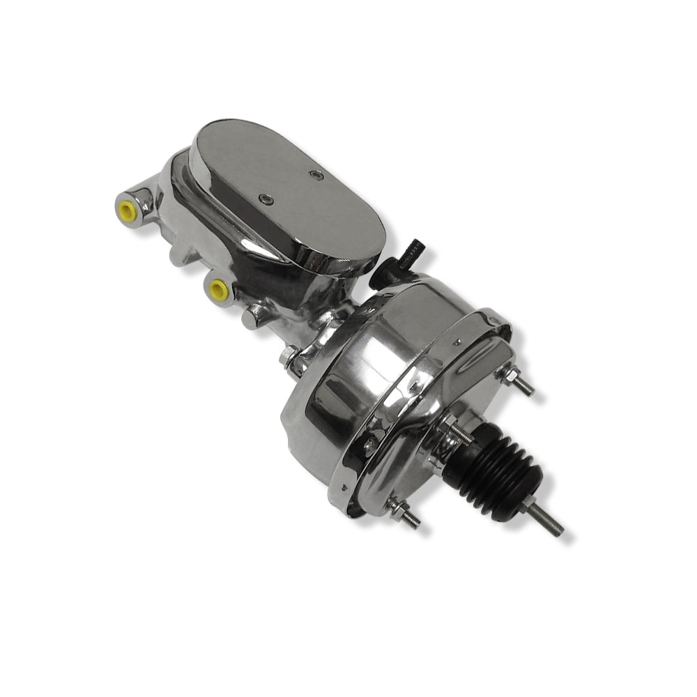 7" Single Power Brake Booster w/ Master Cylinder Smooth Top 3/8'' Double Sided Ports