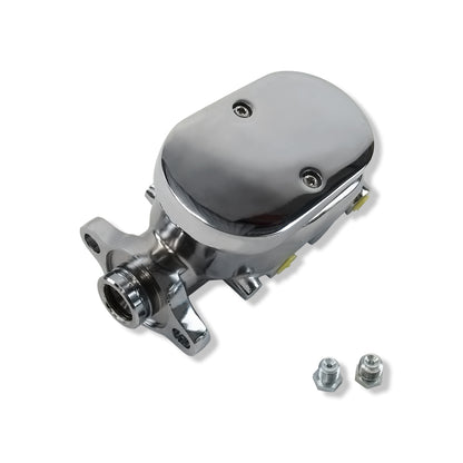 Chrome GM 11" Single Brake Booster & 1" Bore Master Cylinder 4 Ports Smooth Top