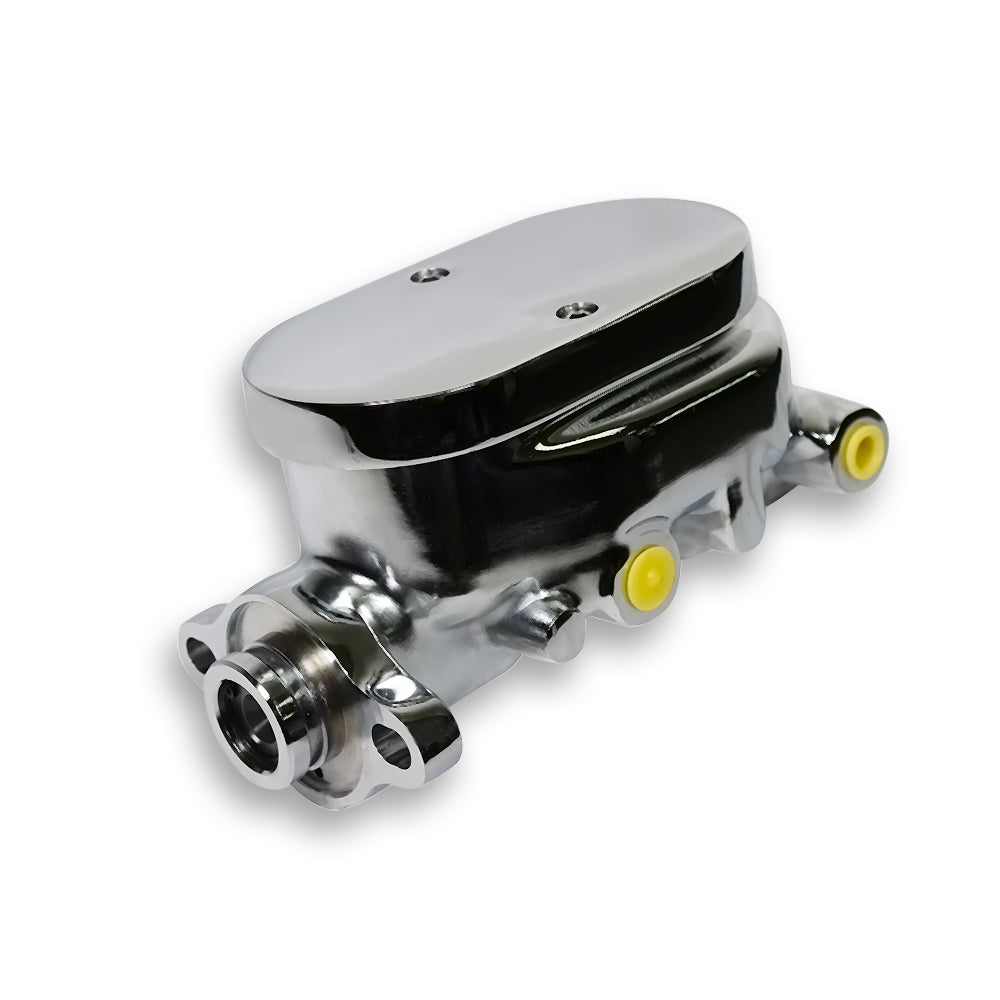 Universal Alum Master Cylinder 1" Bore 3/8" Double Sided Ports w/ Smooth Top Chrome GM