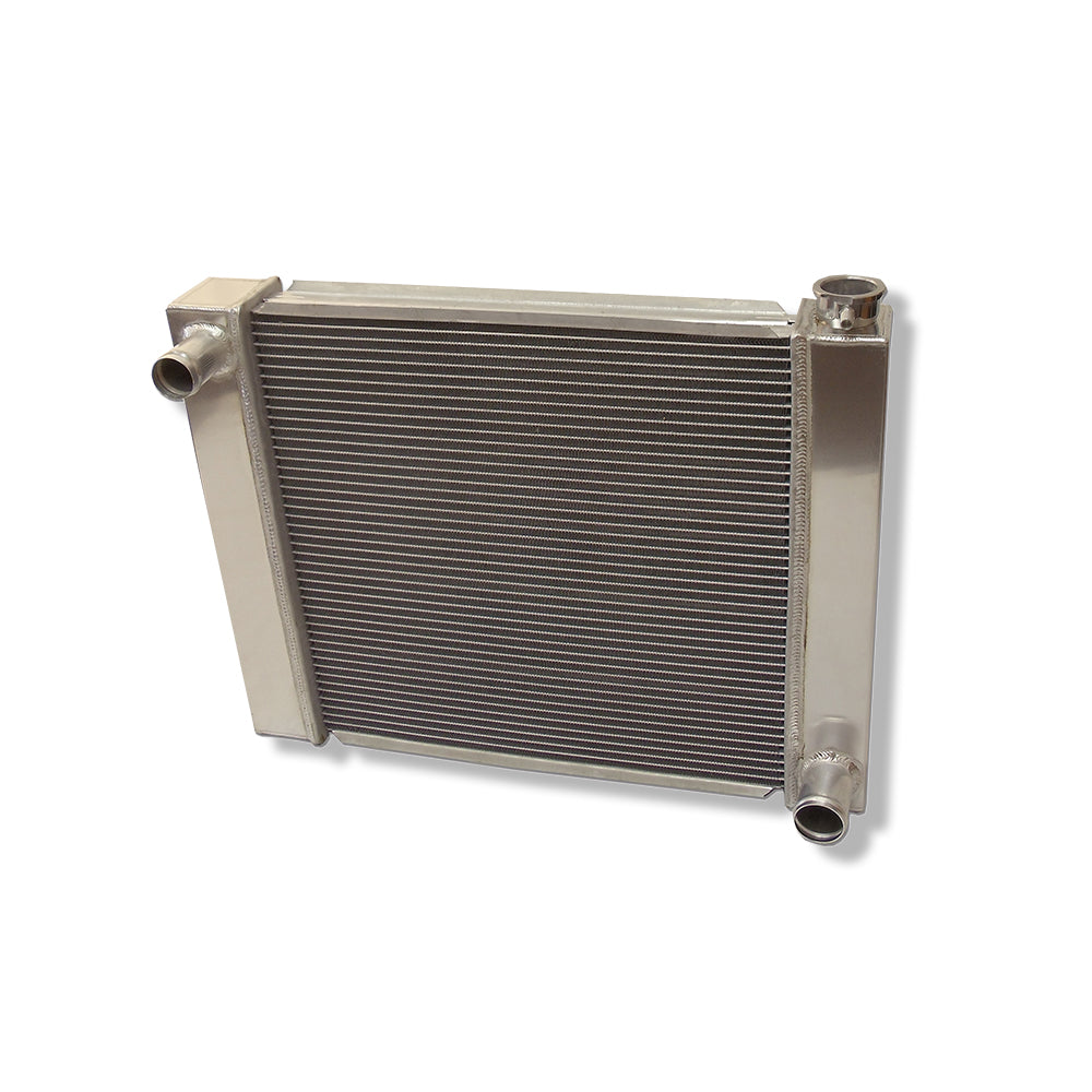 Fabricated Polished Aluminum Radiator 24" x 19" x 3" Overall For SBC BBC & Electric 10" Straight Blade Cooling Fan & Thermostat Switch Relay Kit