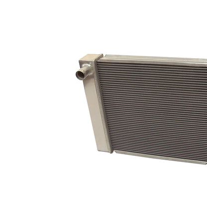 Fabricated Polished Aluminum Radiator 24" x 19" x 3" Overall For SBC BBC & Electric 10" Straight Blade Cooling Fan & Thermostat Switch Relay Kit