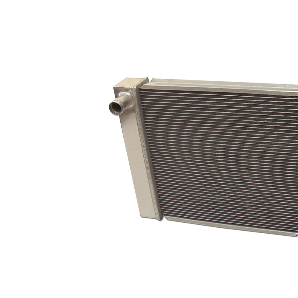 Fabricated Polished Aluminum Radiator 24" x 19" x 3" Overall For SBC BBC & 12" Straight Blade Cooling Fan & Thermostat Switch Relay Kit