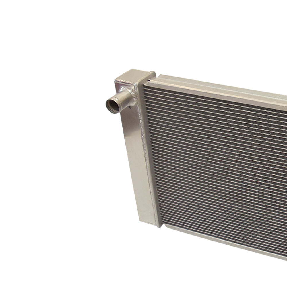 Fabricated Polished Aluminum Radiator 22" x 19" x3" Overall For SBC BBC & 14" Heavy Duty Electric Fan & Thermostat Switch Relay Kit