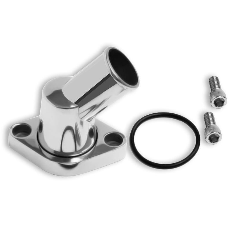 Polished Aluminum 45° Swivel Water Neck For SBC BBC Chevy 327 350 454 396