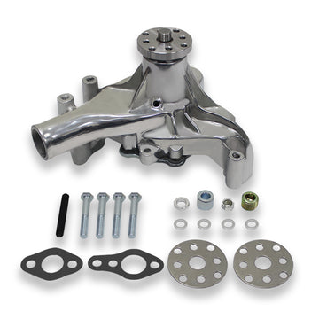 SBC Chevy Long polished Aluminum Water Pump Satin High Volume