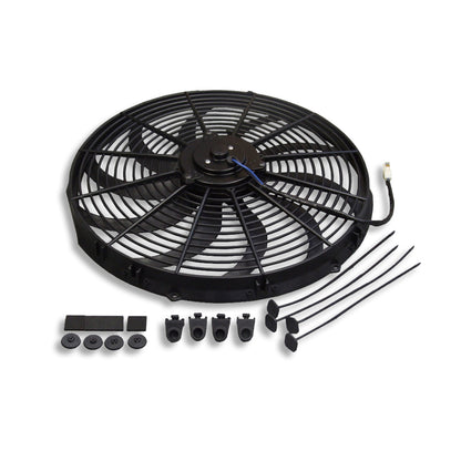 16" Electric Curved "S" Blade Reversible Cooling Fan 12v 2500cfm & Thermostat Kit