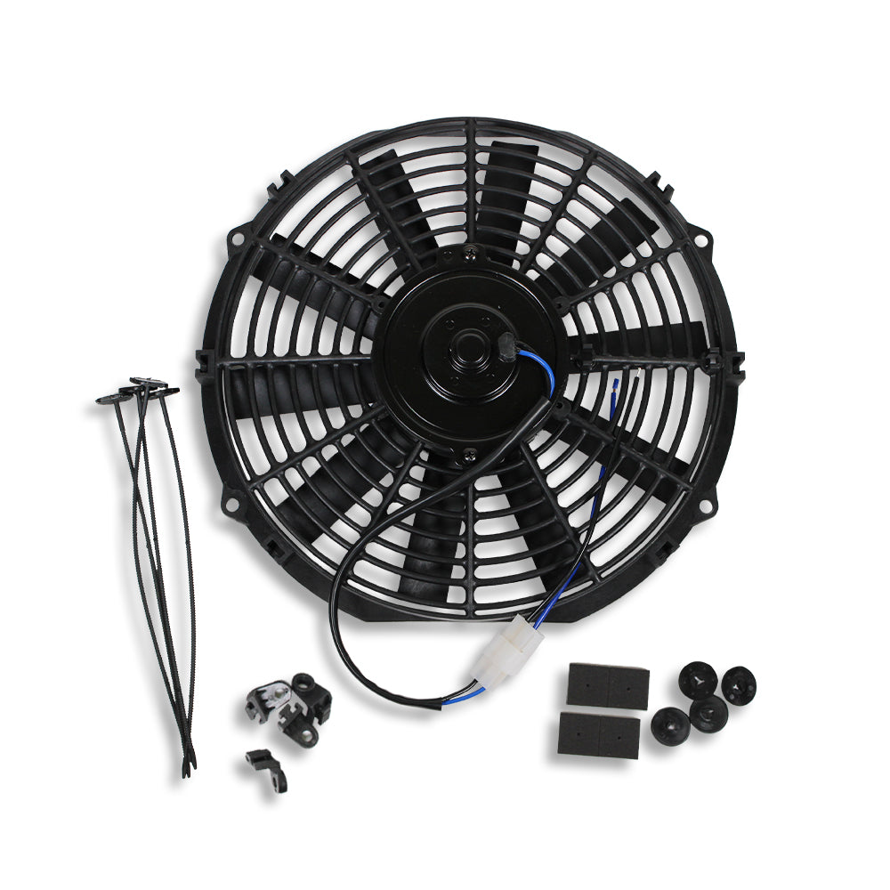 DEMOTOR Electric 12" Straight Blade Reversible Cooling Fan 12v 1577cfm with Thermostat Kit