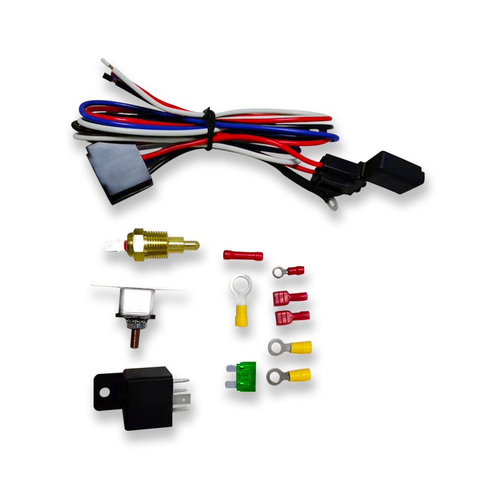 Electric Cooling Fan Thermostat Relay Kit 180° to 200° Temp Sensor