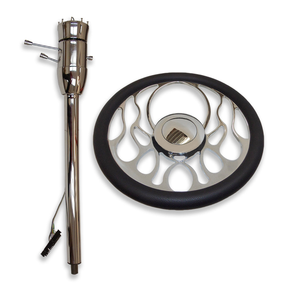 32" GM Manual Steering Column Chromed No key & 14'' Steering Wheel & Horn Button