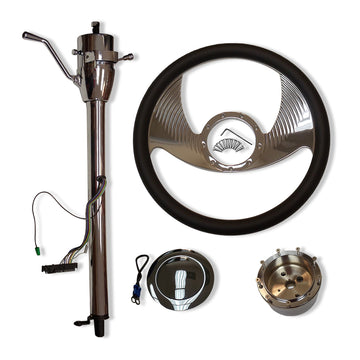 14" Steering Wheel & 32" Tilt Auto Steering Column & Smooth Horn Button Chrome