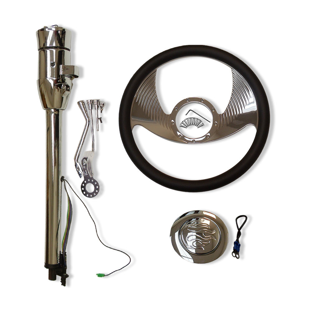 GM 30" Tilt Automatic Steering Column w/Adapter +14" Steering Wheel+Horn Button