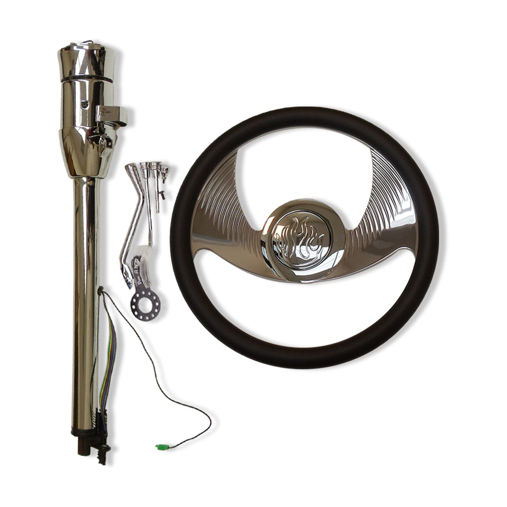 GM 30" Tilt Automatic Steering Column w/Adapter +14" Steering Wheel+Horn Button