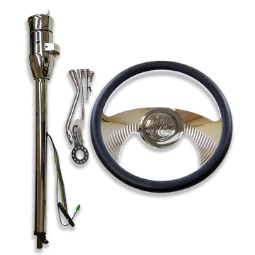 Chrome 14" Steering Wheel & 32" Tilt Steering Column Automatic & Horn Button