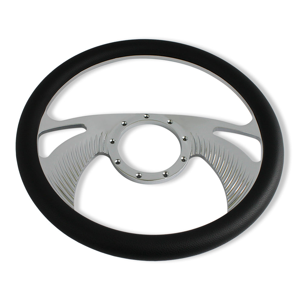 Chrome 14" Steering Wheel Kit + 28" Tilt Manual Steering Column w/Key & Adapter