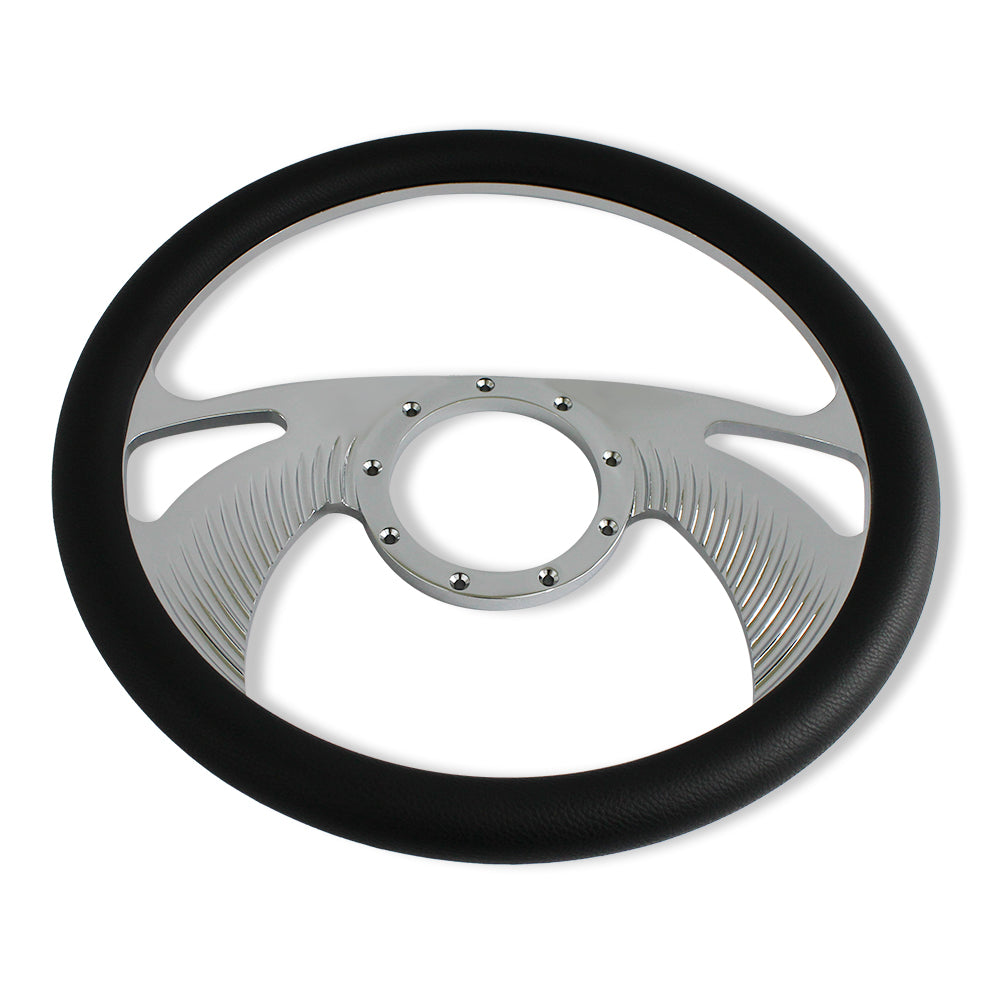 32" Tilt Manual Steering Column+14" Steering Wheel + Smooth Horn Button Chrome