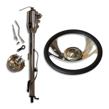 Chrome 14" Billet Steering Wheel Kit+ 32" Tilt Auto Steering Column w/Key GM