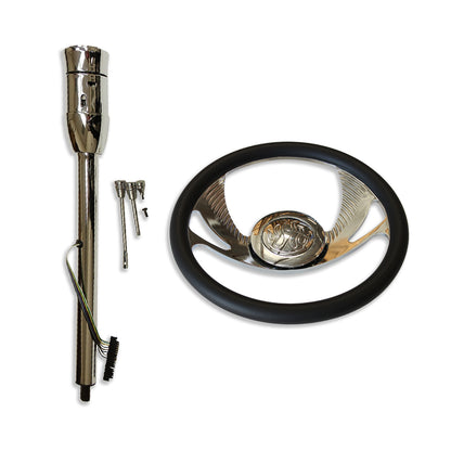 30" Tilt Manual Steering Column w/Adapter + 14" Steering Wheel+ Horn Button