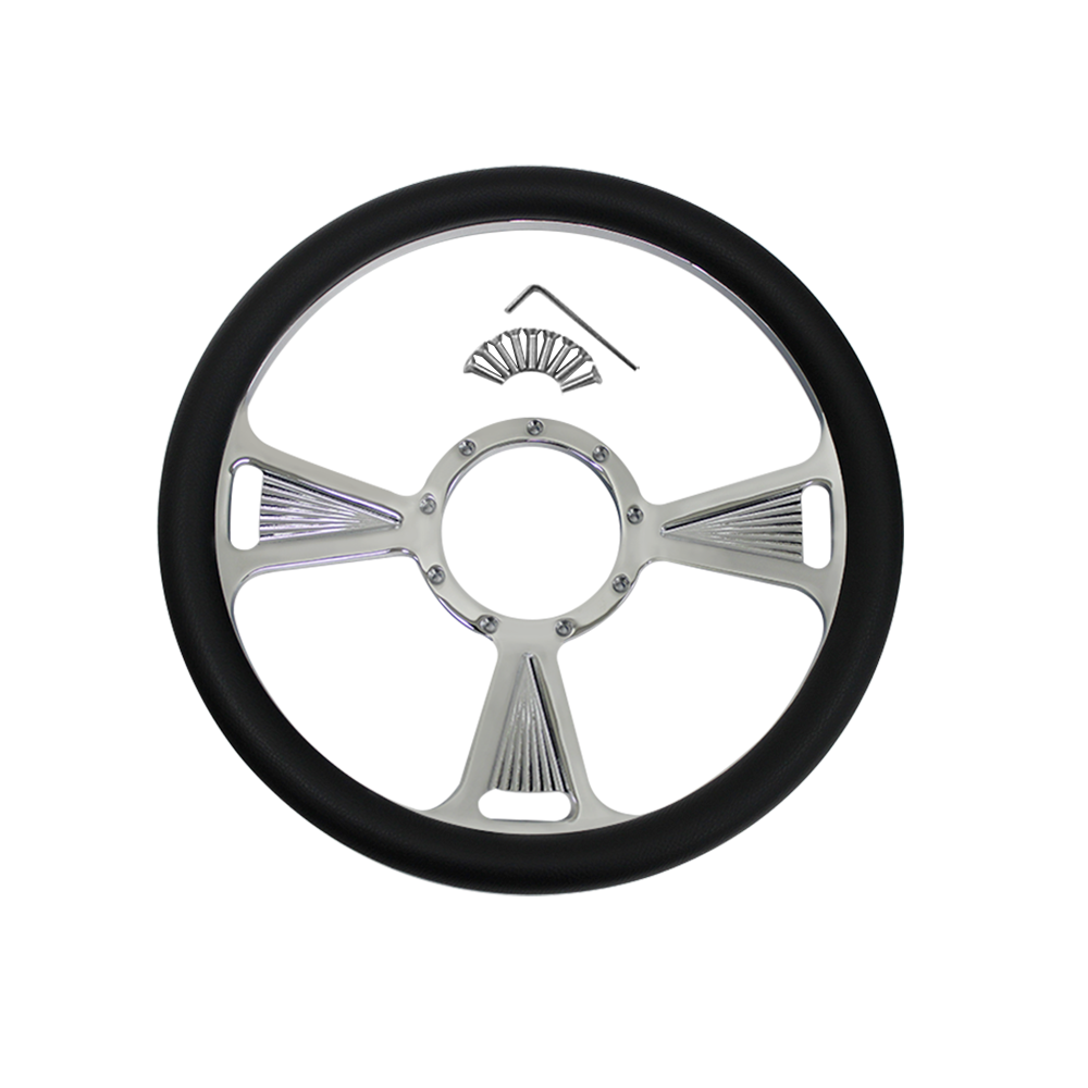 32" Tilt Manual Steering Column & 14" Billet Steering Wheel & Flamed Horn Button