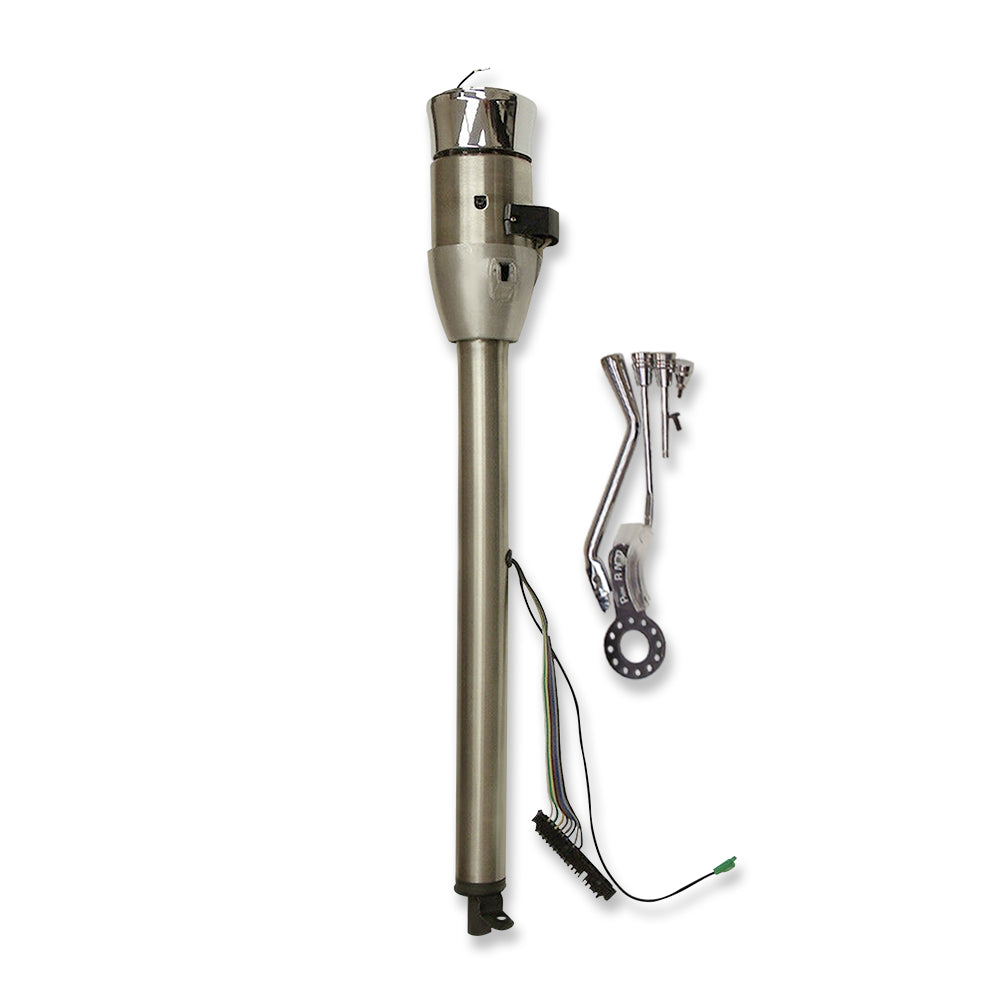 GM 30" Auto Tilt Steering Column with Shift Indicator & Wheel Adapter No Key Hot Rod Raw Stainless Steel