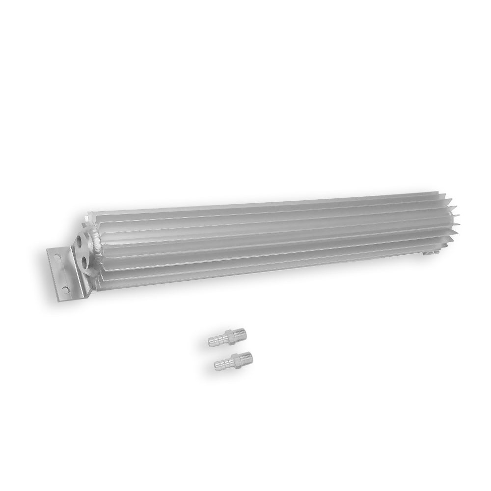 18" Satin Aluminum Finned 2 Dual Pass Transmission Cooler w/ fittings
