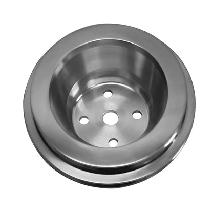 BBC Long Water Pump Aluminum Pulley, Double Groove, Polished.