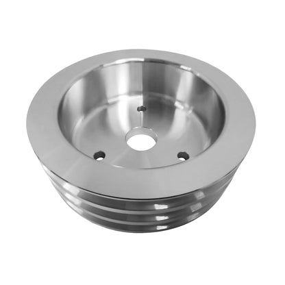 BBC BIG BLOCK CHEVY TRIPLE GROOVE CRANK PULLEY POLISHED Aluminum SWP WATER PUMP